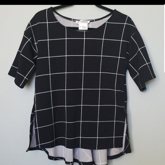 Cooperative Anthropologie windowpane black and white peplum top XS - Picture 3 of 8